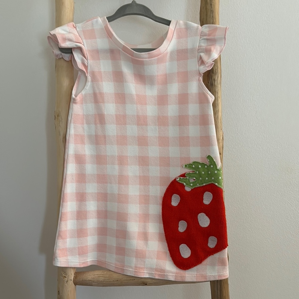 Mud Pie Pink Plaid Strawberry Dress Tunic